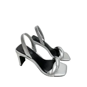 Abound Abryleigh Silver Metallic Braided Square Toe Block Heel Sandals 5.5M thumbnail 2