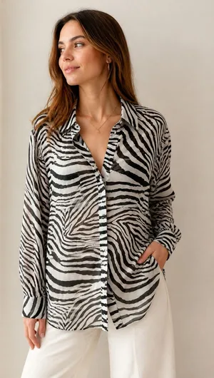 Princess Polly Zebra Print Button Down Shirt S thumbnail 1