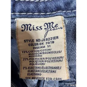 Miss Me Mid-Rise Easy Boot Jeans Size 33 Blue Embellished Denim Y2K Style Cotton thumbnail 5