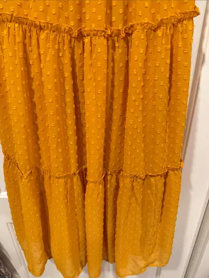 J. Crew Mustard Swiss Dot Tiered Midi Dress‎ 6T thumbnail 3
