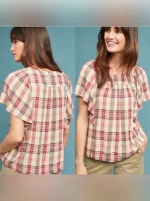 ANTHROPOLOGIE Maeve Priscilla Plaid Blouse thumbnail 2
