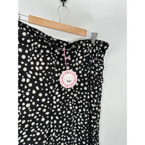 Umgee Black Cream Polka‎ Dot High waisted Pants Size L Wide Leg NWT Teacher thumbnail 4