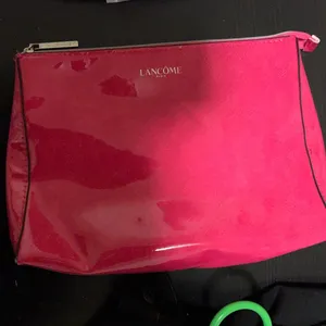 Vibrant Pink Glossy Cosmetic Bag with Zipper Closure— Mothers Day Gift thumbnail 2