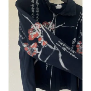 VTG Jess & Jane Art of Asia Zip Jacket Black Floral Embellished Rhinestone USA thumbnail 5
