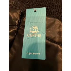 NWT Cupshe Black Faux Leather Pencil Skirt Size Small High Waist Midi Slit‎ thumbnail 7