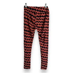 LuLaRoe Womens Leggings One‎ Size Black Blue Coral Salmon Swirl Print OS thumbnail 4