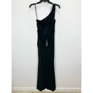Lulus Especially Breathtaking Black Ruched One-Shoulder Maxi Dress Formal L NWT thumbnail 12