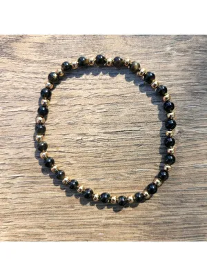 Handmade Natural Gemstone Golden Obsidian 4mm Beaded Bracelet thumbnail 3