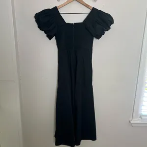 ABERCROMBIE- Puff Sleeve Plunge Midi Dress Black Size XS thumbnail 4