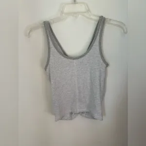 Abercrombie & Fitch Striped Tank Top Ruched Front Size Small Gray thumbnail 6