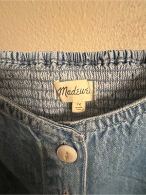 MADEWELL Denim Puff-Sleeve Mini Dress thumbnail 5