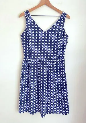 Vineyard Vines women sleeveless geometric print dress V neck 6 thumbnail 1