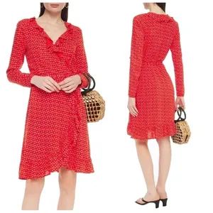 Cecilie Copenhagen Jolene ruffled printed crepe wrap dress thumbnail 7