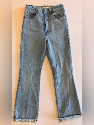 LEVI’S Ribcage High Rise Light Blue Light Wash Straight Leg‎ Women's Jeans Sz 27 thumbnail 3