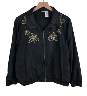 Vintage Cabin Creek Windbreaker Jacket Womens Size Large Embroidered Fall Leaves thumbnail 1
