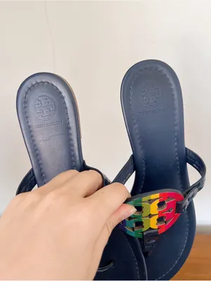 Tory Burch • Miller Sandal Rainbow / Royal Navy leather slide thong flip flop thumbnail 6