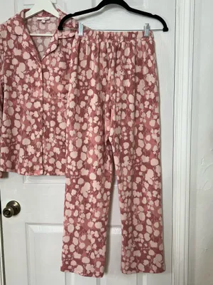 Berkshire Homewear Pink Floral Pajama Set Ribbed Lounge Sleepwear Cozy Y2K XS thumbnail 4