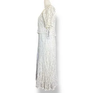Vintage Nostalgia Lace Maxi Dress‎ Cream Romantic Cottagecore Small Deadstock thumbnail 7
