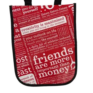Lululemon Friends are More Important Than Money Shopping Tote Bag Red Black thumbnail 10