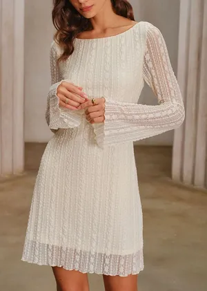 Rihoas Apricot Lace Bell Sleeve Mini Dress thumbnail 1