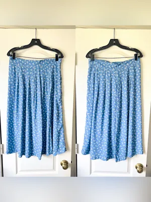 Sezane Alicia Midi Skirt Blue Floral US 10 NWT‎ thumbnail 2