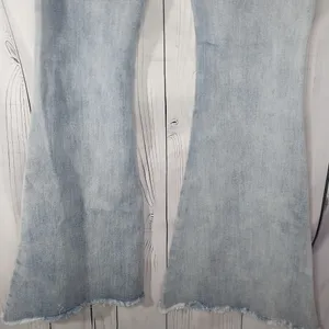 POL Light Wash Raw Hem High-Rise Boho Flared Women Jeans Size M thumbnail 7
