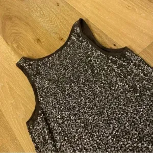 Vintage J Crew Women's Small M Brown Silver Sequin‎ Sleeveless Tank Top Party thumbnail 4