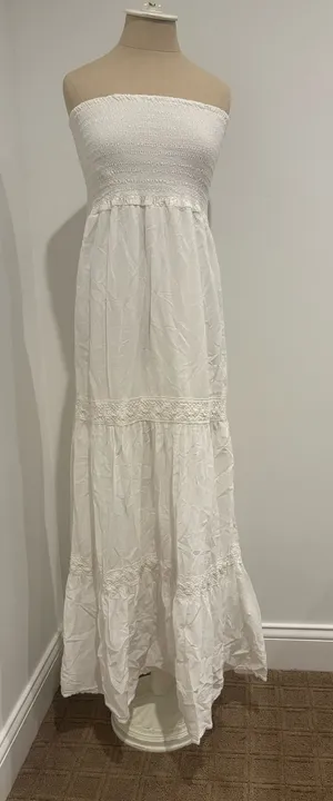 Aritzia Boho White Tiered Smocked Maxi Dress thumbnail 1