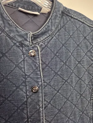 Vintage Quacker Factory Dream Jeannes Quilted Blue Denim Vest 90s Y2K Large thumbnail 4