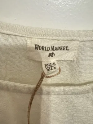 World Market Dress Linen Dress Floral Embroidered Dress Boho Dress Womens OS thumbnail 6