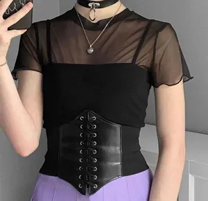 NEW Black Faux Leather Lace-Up Corset Waist Belt Goth Witch Halloween Costume Outfit thumbnail 15
