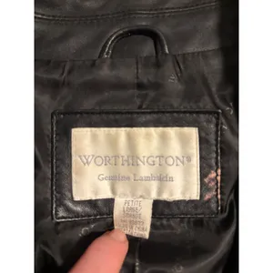 Worthington Black Genuine Lambskin Leather Blazer Jacket‎ Petite Large 3-Button thumbnail 4