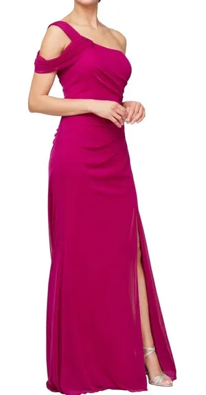 Alex Evenings - One Shoulder Ruched‎ Mesh Gown thumbnail 1