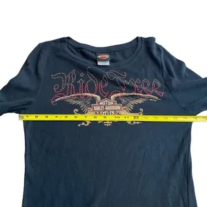 Harley Davidson Y2K studded henley long‎ sleeve Silver Eagle dealership size XL thumbnail 6