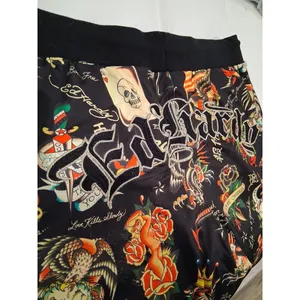 NEW Ed Hardy Flashboard Track Pants Black Gold Embroidered Women's Size L Skull thumbnail 9