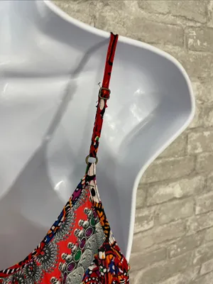 INOA Red Mixed-Print Silk Spaghetti-Strap Maxi Dress thumbnail 4