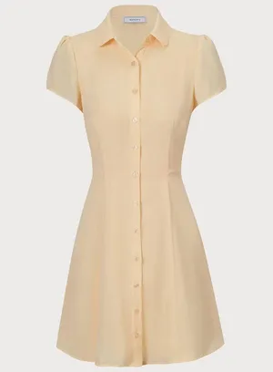 Rihoas Yellow Button Down Shirt Mini Dress thumbnail 5