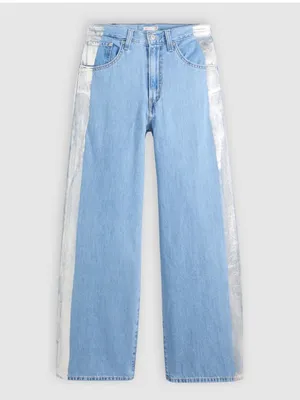 NWT Levi's Women's Blue Cinch Baggy Jeans With Foil Panel 25X31 thumbnail 3
