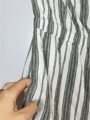 Urban Outfitters Strapless Linen Blend Striped Romper Pockets Size M thumbnail 3