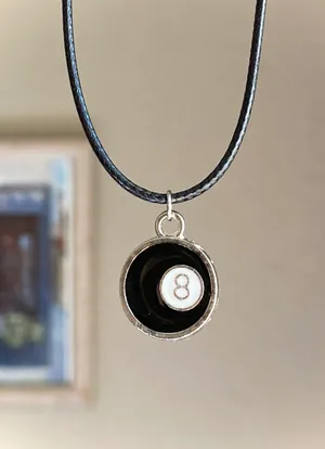 Handmade 8 ball grunge funky unisex simple necklace🎲8️⃣🖤 thumbnail 2