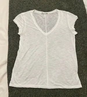 Michael Stars White V-Neck Short Sleeve Tee thumbnail 1