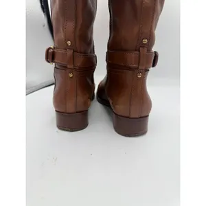 Tory Burch Riding‎ Boots Women's 6.5 Cognac Leather Tall Equestrian Logo Boots thumbnail 6