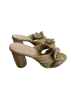 Loeffler Randall Penny Gold Pleated Bow Heel 6.5 thumbnail 4