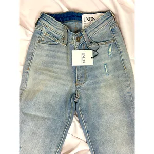 LNDN Landon Denim High Rise Straight Leg Distressed Jeans 36" Waist thumbnail 9