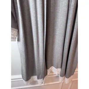 Angel Maternity Womens Sz XL/2XL Bamboo Robe Grey Crochet Trim Hospital Robe NWT thumbnail 4