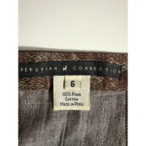 Peruvian Connection Brown Pima Cotton Tribal Print Pleated Maxi Skirt Size 6 thumbnail 5