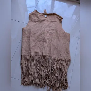 Vest Gipsy brown suede sleeveless, V-neck fringe top women’s‎ XXL stretch light thumbnail 14
