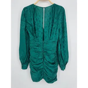 Ronny Kobo Carissa Dress Small Green‎ Silk Blend Ruched Floral Jacquard Cocktail thumbnail 7