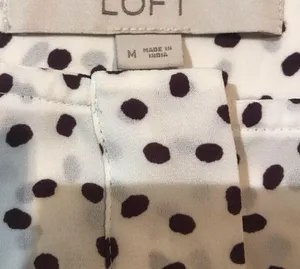 Loft Blouse Quarter Button Pockets White with Brown Polka Dots Size M thumbnail 13