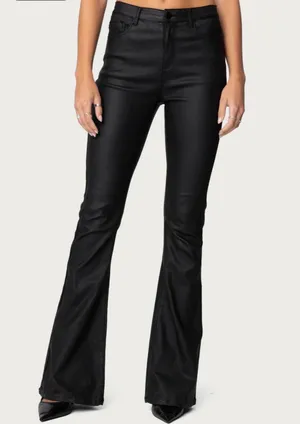 Edikted Leather Flare Pants thumbnail 4